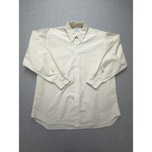 Gitman Bros‎ Dress Shirt Mens 17 34/35 Beige Check Classic Cotton Long Sleeve